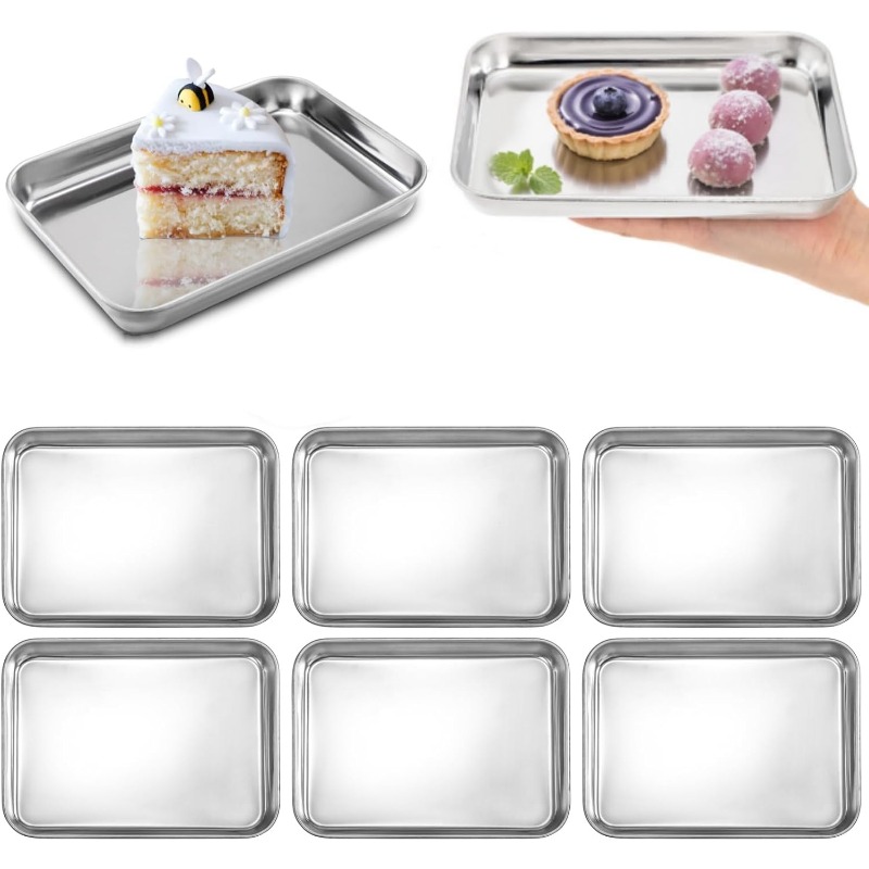 Kitchen Baking Sheet Organizer - ถาดอาหารโลหะ ถาดอบแบบพกพา ปลอดภัยสำหรับอาหาร ถาดสี่เหลี่ยมขัดเงาเรียบ ถาดเสิร์ฟบุฟเฟ่ต์ ถาดจัดระเบียบในครัว