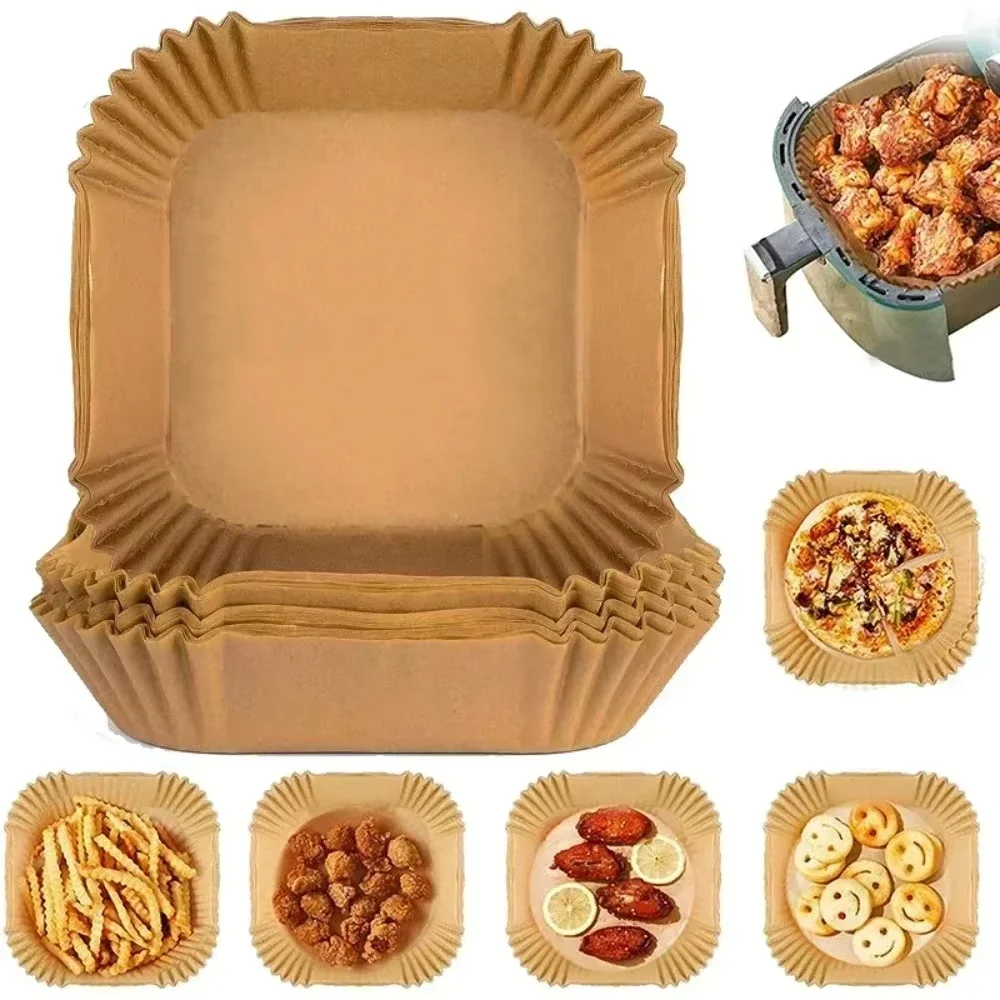 Kitchen Baking Dishes - 50/100PCS Air Fryer กระดาษพิเศษถาดครัวเรือนสูงอุณหภูมิทนน้ํามันดูดซับกระดาษ Pad สแควร์กระดาษอบห้องครัว