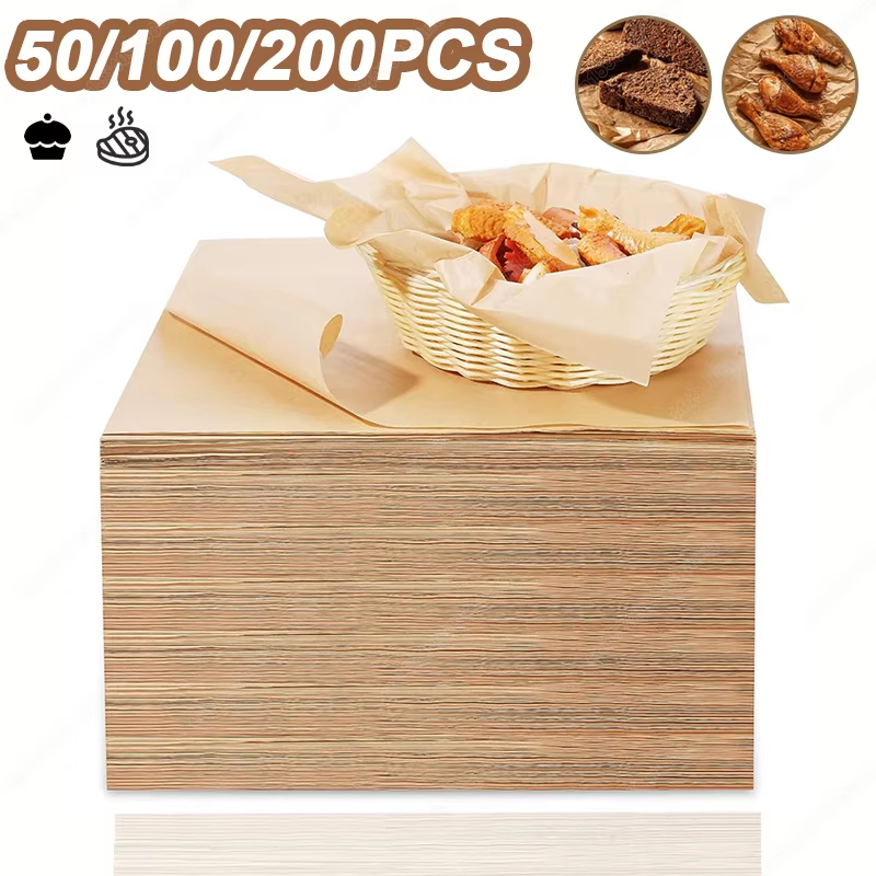 Kitchen Baking Oven - 50/100/200PCS กระดาษรองอบ Parchment แผ่นอบเตาอบ Air Fryer