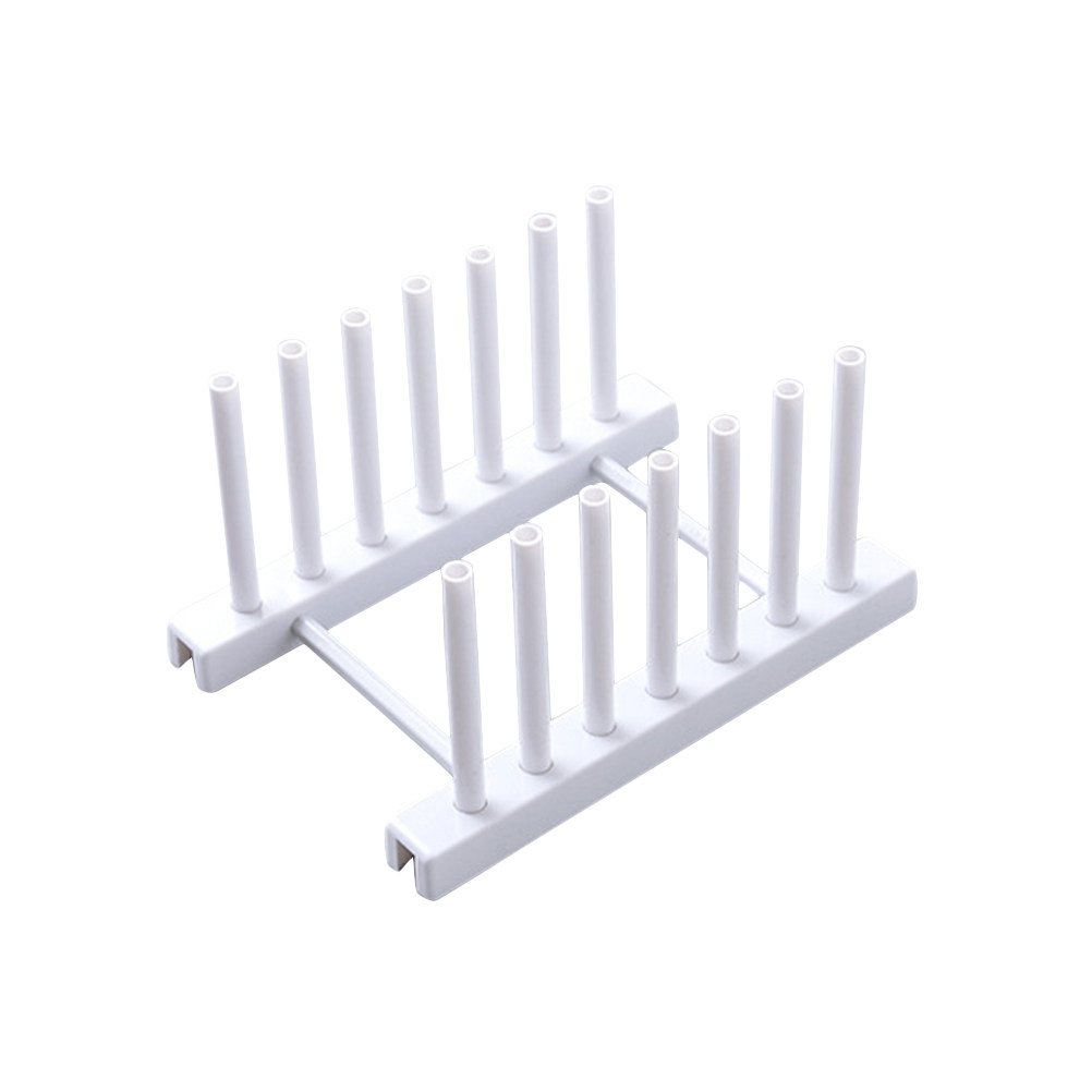 Kitchen Baking Sheet Organizer - ชั้นวางจานพลาสติกสีขาว อุปกรณ์จัดเก็บในครัวสำหรับจาน ชาม แก้ว ถ้วย ถาดอบ