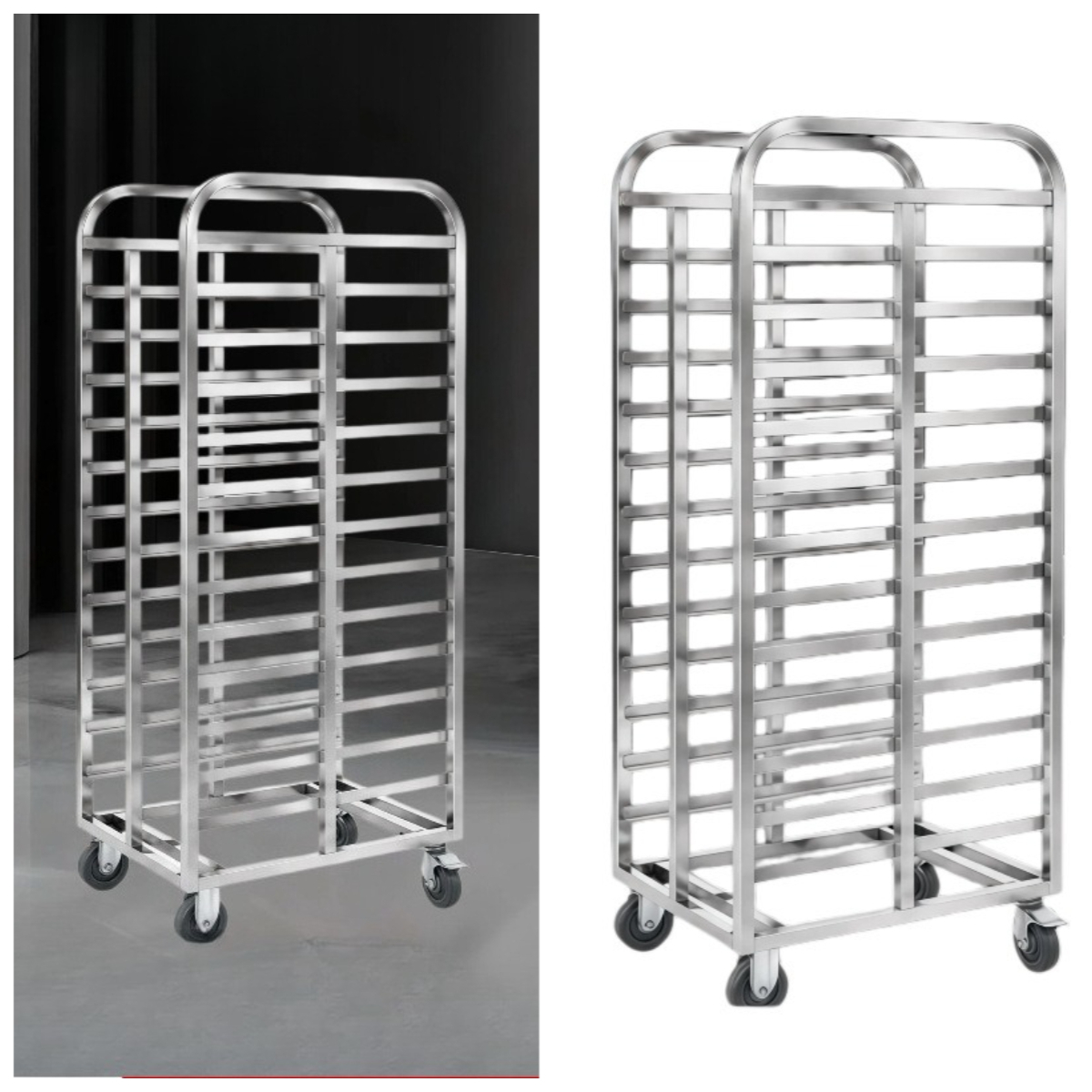 Kitchen Baking Cart - รถเข็นถาดอบสแตนเลสหลายชั้นสำหรับครัวเชิงพาณิชย์ รถเข็นอบขนมอเนกประสงค์สแตนเลส ชั้นวางเตาอบเคลื่อนที่