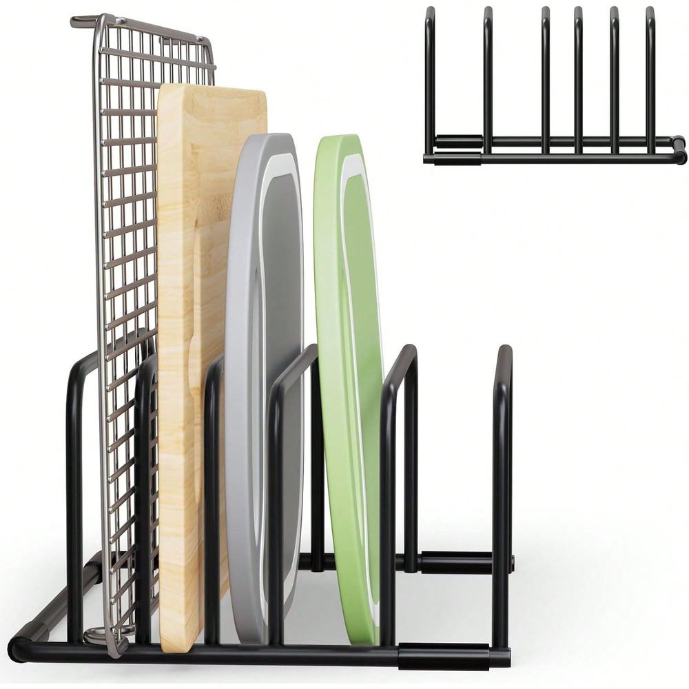 Kitchen Baking Sheet Organizer - ชั้นวางเขียงสีดำแบบตั้งโต๊ะ เหมาะสำหรับเขียง ถาดอบ ถาดคุกกี้ และอุปกรณ์อบขนม เหมาะสำหรับใช้ในครัว