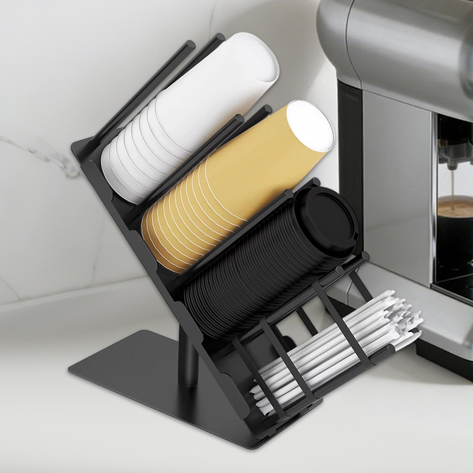 Kitchen Baking Sheet Organizer - ที่วางแก้วกระดาษและฝาปิด ชั้นวางเก็บของ ตู้จ่ายแก้ว สำหรับห้องพักผ่อน บาร์ ห้องครัว