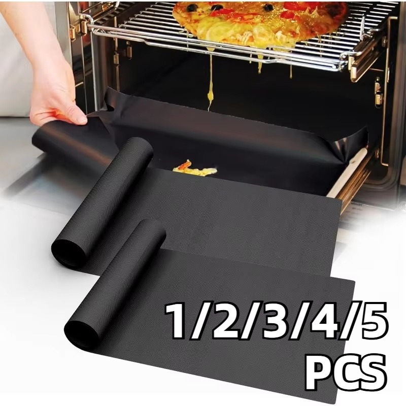 Kitchen Baking Oven - 1/2/3/4/5PCS สีดํา BBQ Grill Mat เตาอบเบเกอรี่