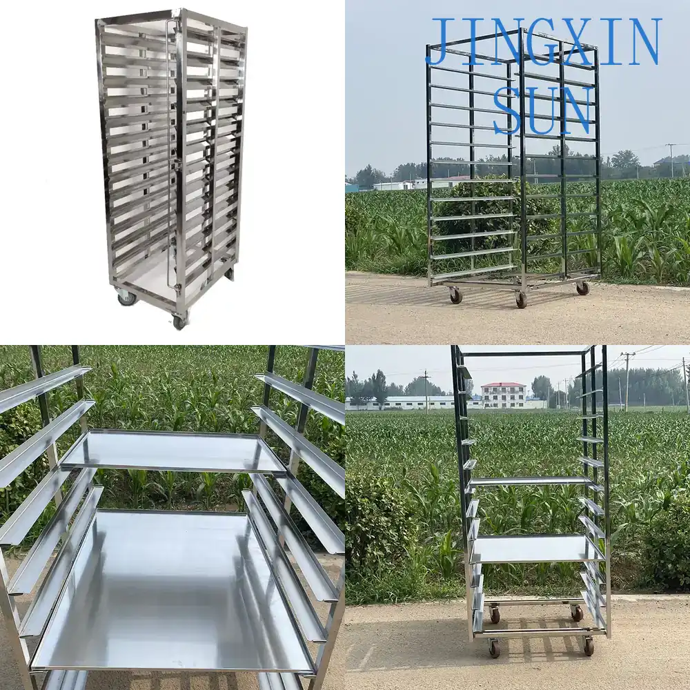 Kitchen Baking Cart - รถเข็นถาดอบขนมปังสแตนเลส 304 สำหรับอุปกรณ์เบเกอรี่เชิงพาณิชย์ พร้อมชั้นวางถาด GN