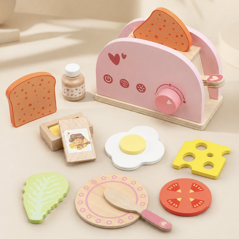 Kitchen And Baking Life - ชุดครัวไม้สำหรับเล่นบทบาทสมมติ ของเล่นทำขนมปังสำหรับบ้านตุ๊กตา สำหรับเด็ก เกมจำลองชีวิตประจำวัน เกมเสริมพัฒนาการ