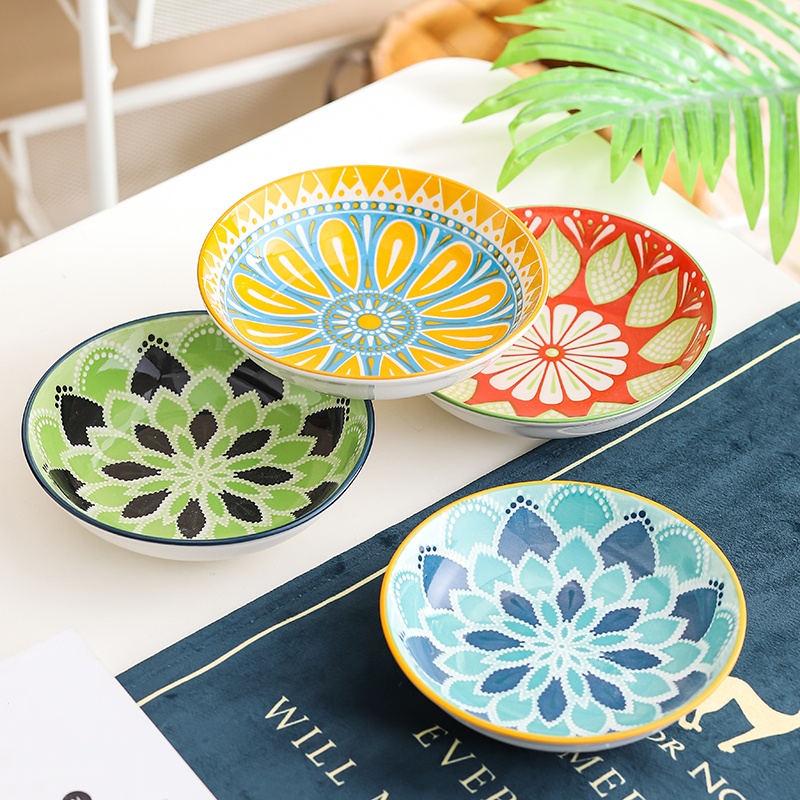 Kitchen Baking Dishes - จานเซรามิกสไตล์โบฮีเมียน 4 ชิ้น - สำหรับอาหารจานเล็ก, อาหารเรียกน้ำย่อย,