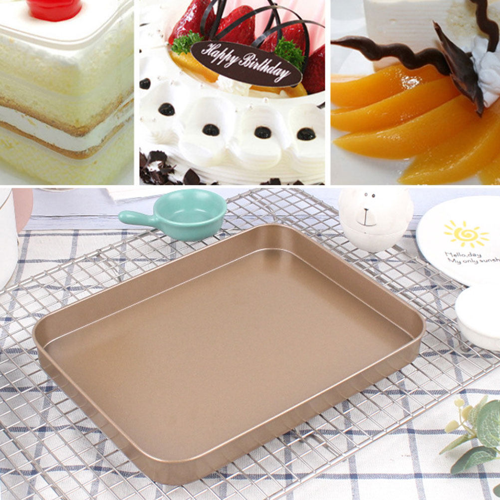 Kitchen Baking Oven - ถาดอบเค้กสี่เหลี่ยมผืนผ้าเหล็กคาร์บอน ขนาด 10 นิ้ว แบบไม่ติดกระทะ สำหรับอบเค้กชั้นในครัวเรือน