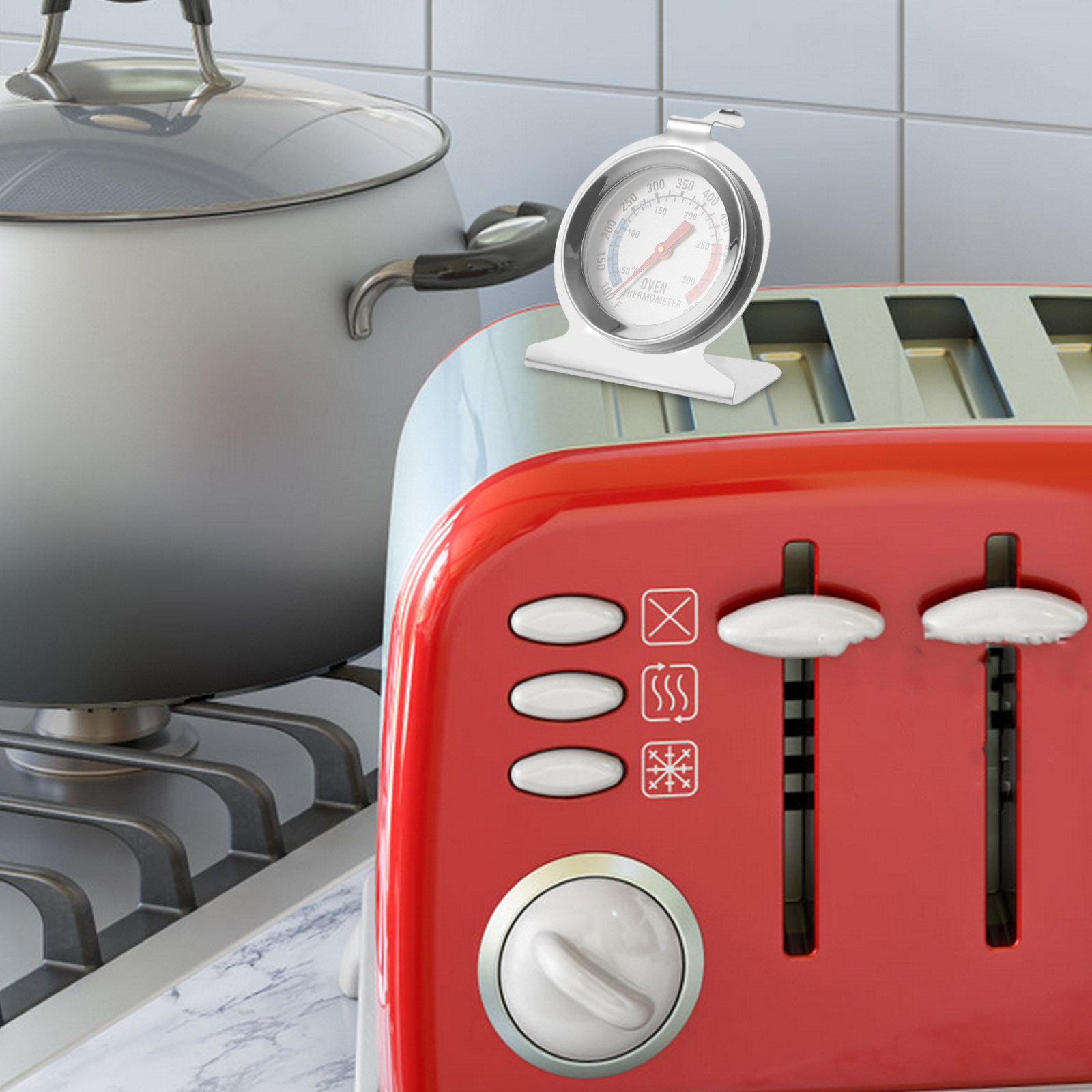 Kitchen Baking Oven - เทอร์โมมิเตอร์วัดอุณหภูมิเตาอบสแตนเลส 2 ชิ้น เทอร์โมมิเตอร์ทำอาหารอเนกประสงค์สำหรับการอบ ย่าง บาร์บีคิว