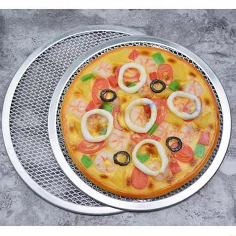 Kitchen Baking Center - ที่ตะแกรงพิซซ่าอะลูมิเนียมทรงกลม ถาดอบแบบเปิดตรงกลางสำหรับการจัดการแป้ง การทำอาหารในเตาอบ
