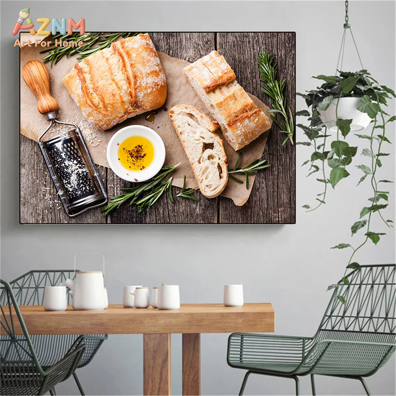 AZNM ภาพวาดขนมปังอบสดแบบสมจริง - Kitchen And Baking Life บทวิจารณ์และราคา