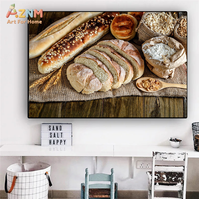 AZNM ภาพวาดขนมปังอบสดแบบสมจริง - Kitchen And Baking Life บทวิจารณ์และราคา