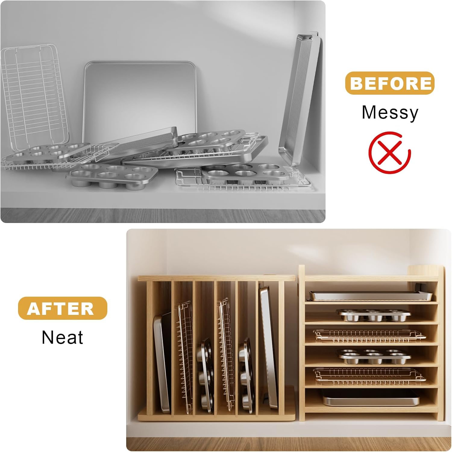 ถาดแบ่งช่องสำหรับอุปกรณ์อบขนมท - Kitchen Baking Sheet Organizer บทวิจารณ์และราคา