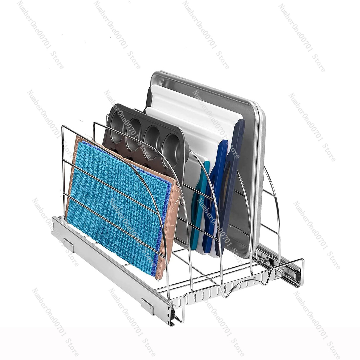 ตัวจัดระเบียบตู้ครัวแบบเลื่อนอ - Kitchen Baking Sheet Organizer บทวิจารณ์และราคา