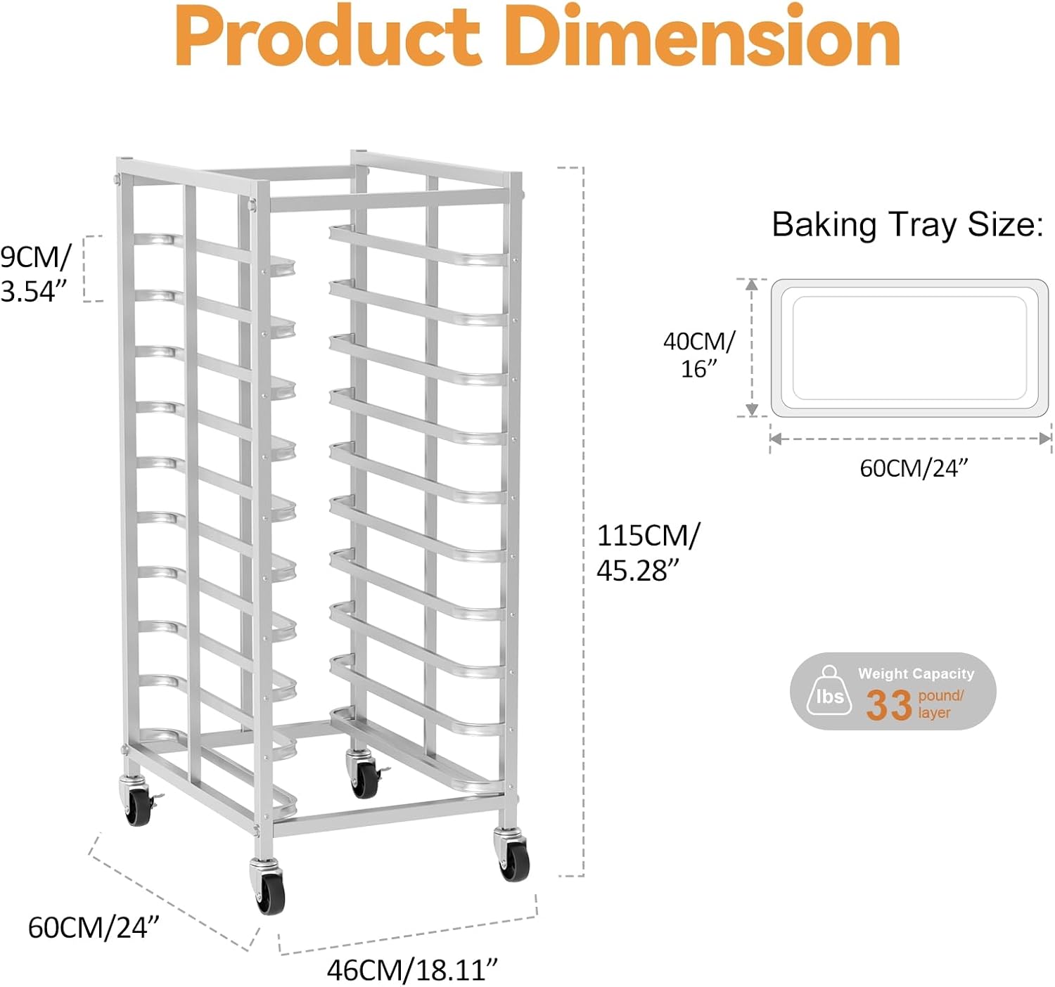 ชั้นวางอบขนมสแตนเลสเชิงพาณิชย์ - Kitchen Baking Cart บทวิจารณ์และราคา