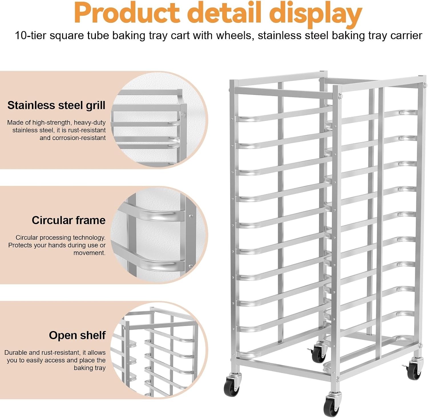 ชั้นวางอบขนมสแตนเลสเชิงพาณิชย์ - Kitchen Baking Cart บทวิจารณ์และราคา