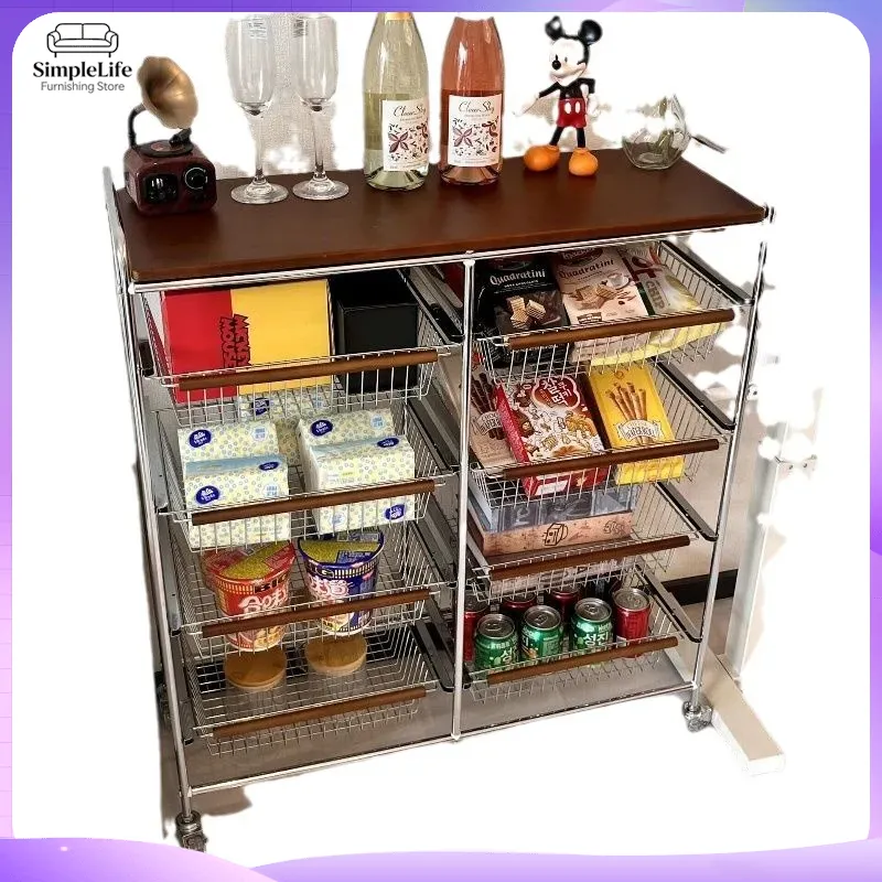 รถเข็นครัวสไตล์เรโทรพร้อมล้อเล - Kitchen Baking Cart บทวิจารณ์และราคา
