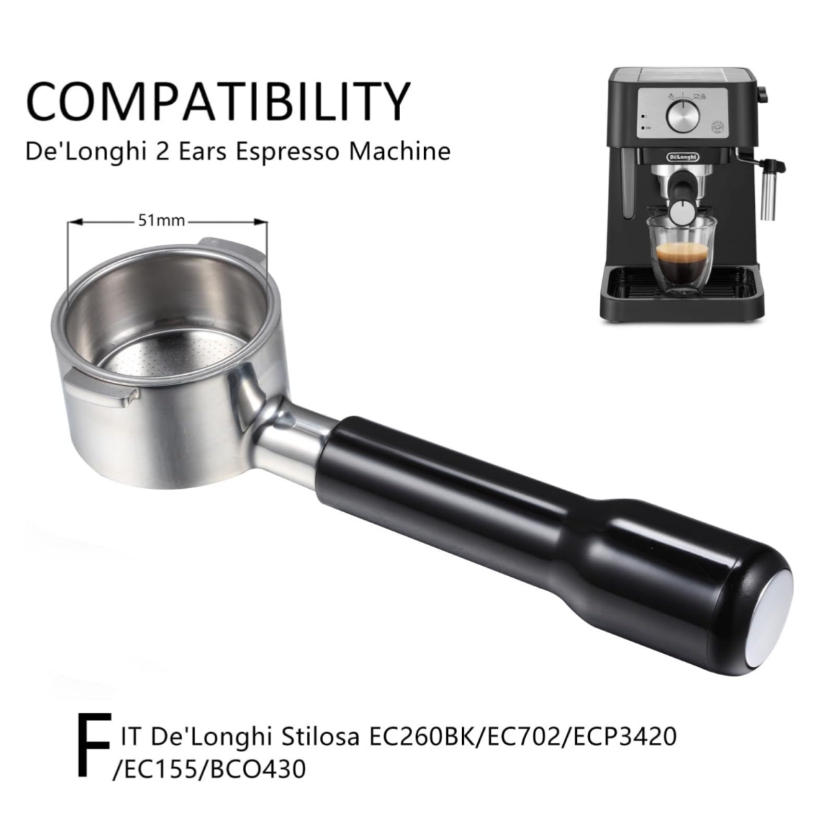 51 มม.Bottomless Portafilter 2 - Delonghi Espresso Ecp3420 บทวิจารณ์และราคา