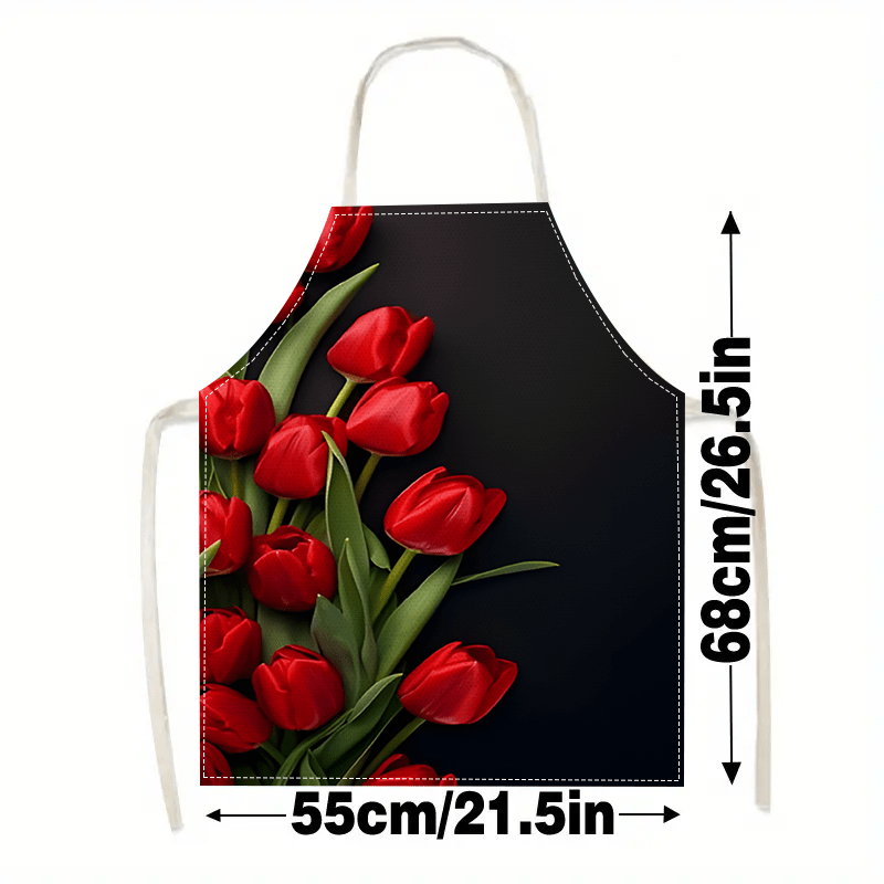 ผ้ากันเปื้อนลายดอกทิวลิปสีแดง  - Kitchen Baking Background บทวิจารณ์และราคา