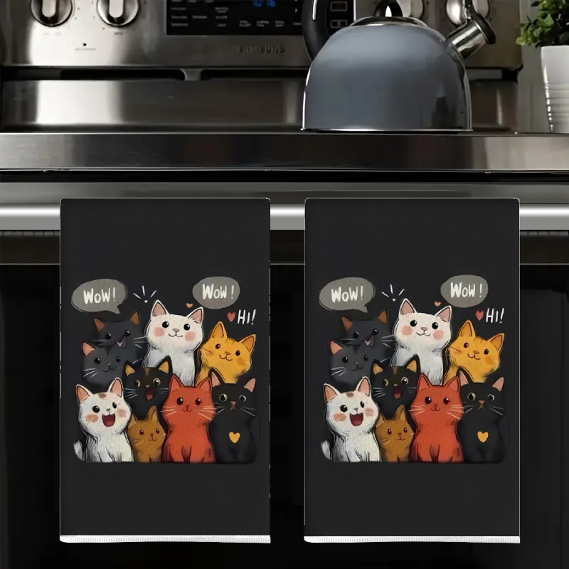 2 ชิ้น, ผ้าเช็ดครัวลายแมวพื้นห - Kitchen Baking Background บทวิจารณ์และราคา