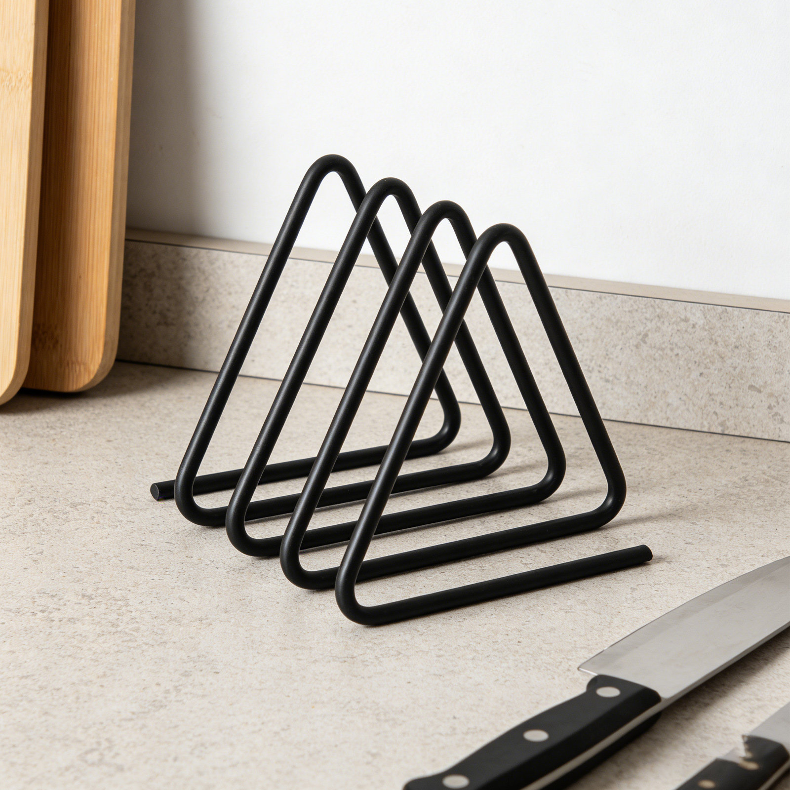 ชั้นวางเขียงทรงสามเหลี่ยม สีดำ - Kitchen Baking Sheet Organizer บทวิจารณ์และราคา