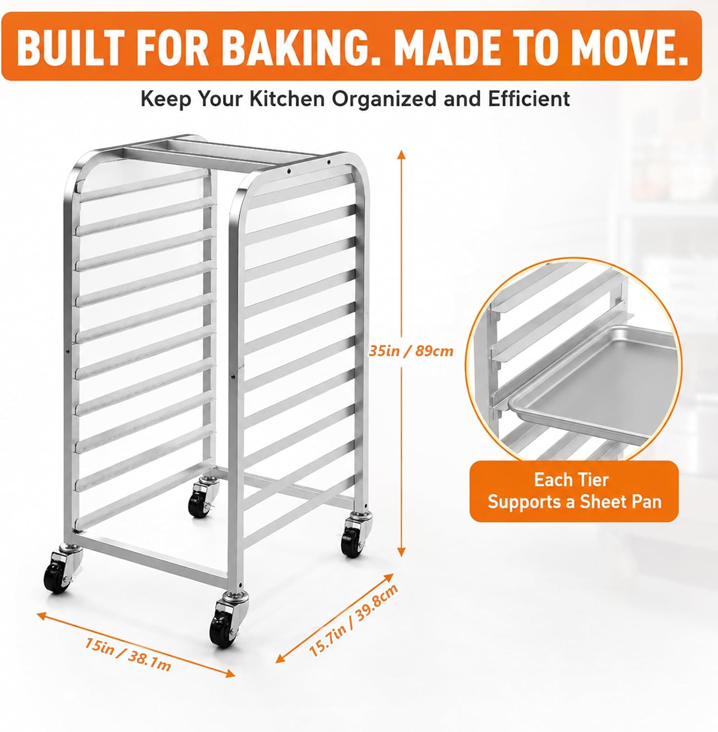 ชั้นวางถาดสแตนเลส 10 ชั้นพร้อม - Kitchen Baking Cart บทวิจารณ์และราคา