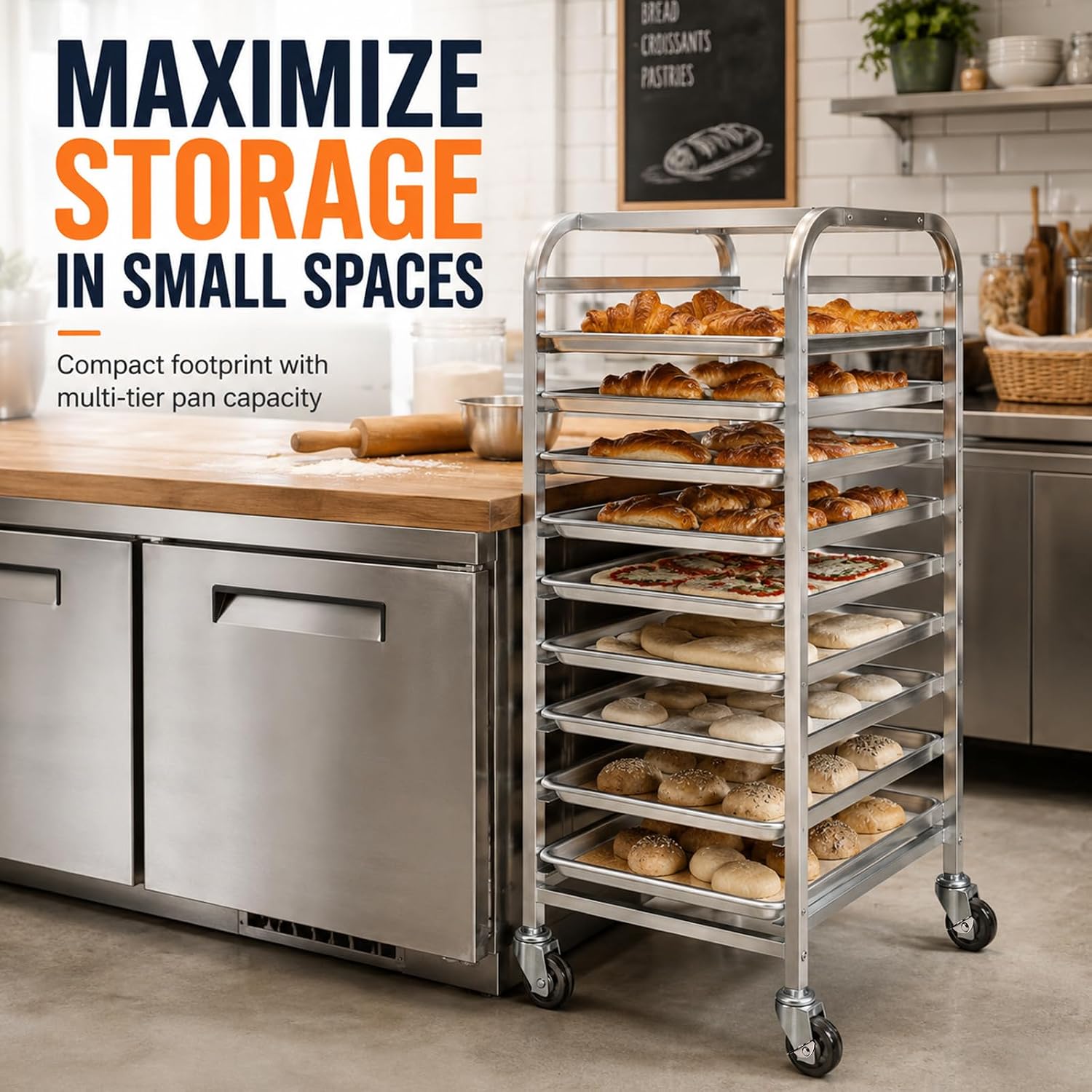 ชั้นวางถาดสแตนเลส 10 ชั้นพร้อม - Kitchen Baking Cart บทวิจารณ์และราคา